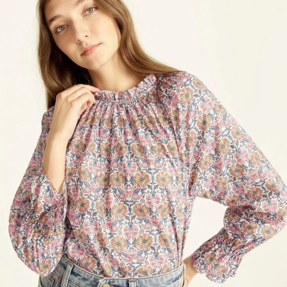 J. Crew x Liberty | Honeysuckle Floral Tie Waist Top NEW - Picture 1 of 11
